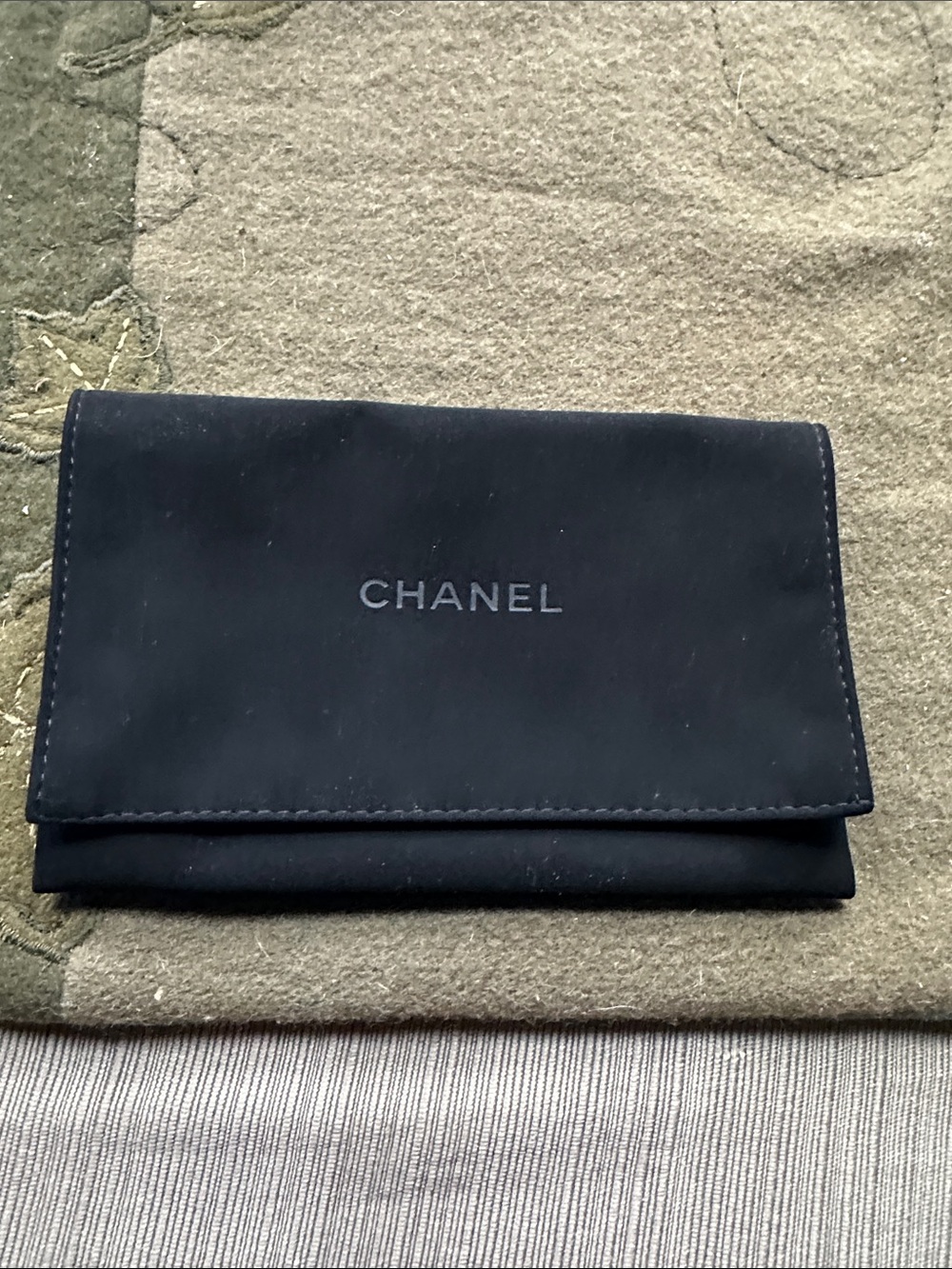 CHANEL Black velvet wallet dust pouch